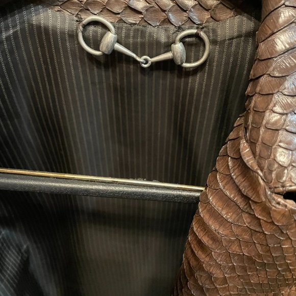 GUCCI Python Snakeskin Leather Mens Motorcycle Jacket med large - Picture 8 of 11